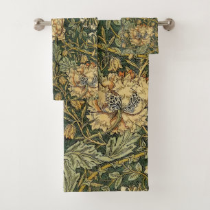 William Morris Honeysuckle Green Floral Bath Towel Set