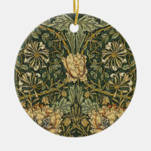 William Morris Honeysuckle Green Floral Ceramic Tree Decoration