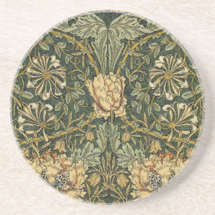 William Morris Honeysuckle Green Floral Coaster