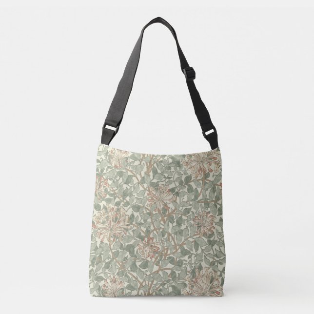 William Morris Honeysuckle Green Floral Crossbody Bag (Front)