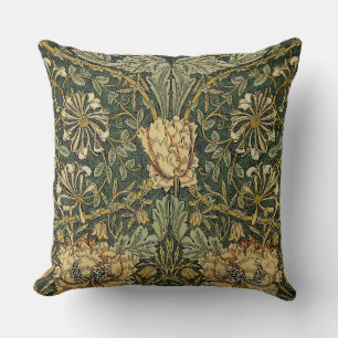 William Morris Honeysuckle Green Floral Cushion
