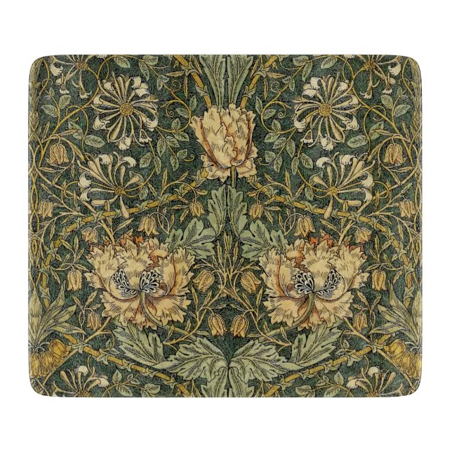 William Morris Honeysuckle Green Floral Cutting Board (Front)