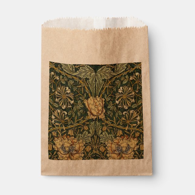 William Morris Honeysuckle Green Floral Favour Bags (Front)