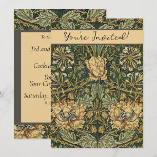 William Morris Honeysuckle Green Floral Invitation