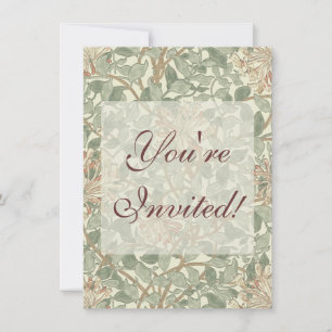 William Morris Honeysuckle Green Floral Invitation