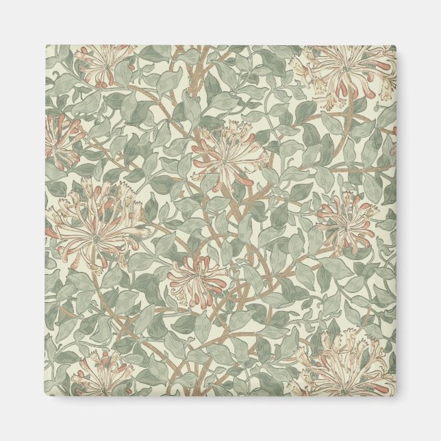 William Morris Honeysuckle Green Floral Magnet (Front)
