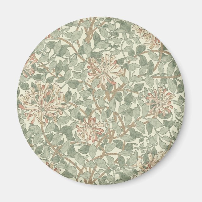 William Morris Honeysuckle Green Floral Magnet (Front)