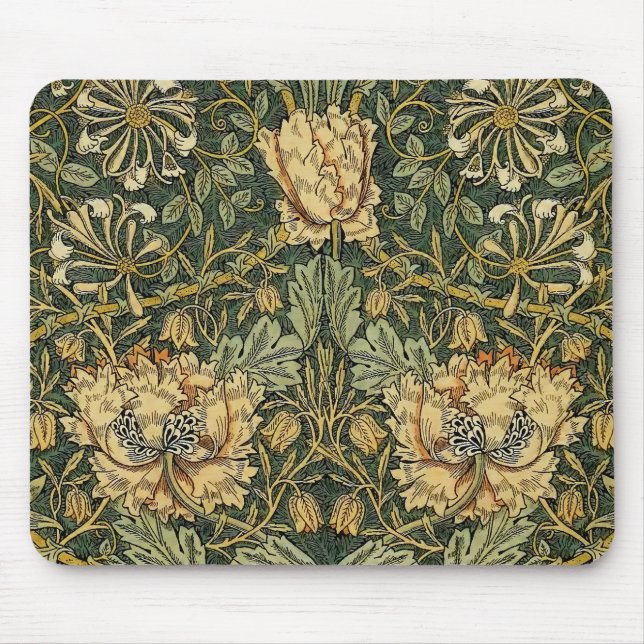 William Morris Honeysuckle Green Floral Mouse Mat (Front)