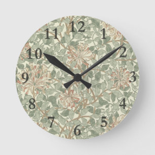 William Morris Honeysuckle Green Floral Round Clock