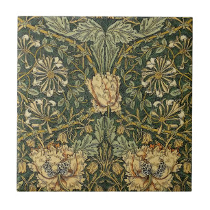 William Morris Honeysuckle Green Floral Tile