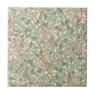 William Morris Honeysuckle Green Floral Tile