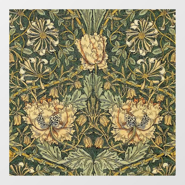 William Morris Honeysuckle Green Floral Window Cling (Sheet)