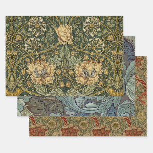 William Morris Honeysuckle Green Floral Wrapping Paper Sheet