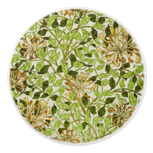 William Morris Honeysuckle Green Flowers Ceramic Knob