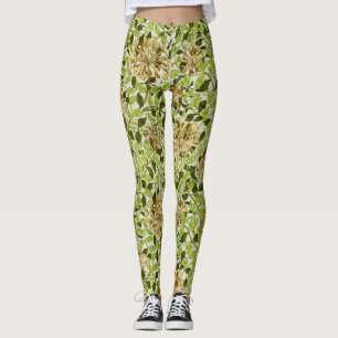 William Morris Honeysuckle Green Flowers Leggings