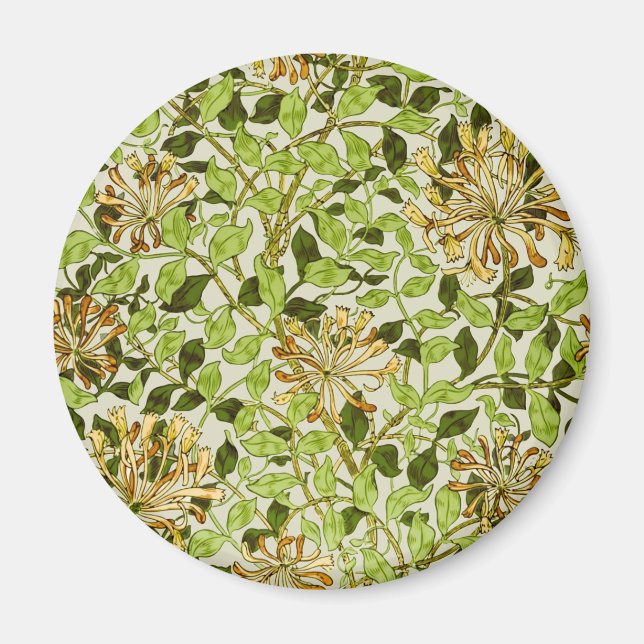 William Morris Honeysuckle Green Flowers Magnet (Front)