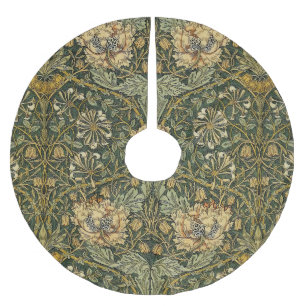 William Morris Honeysuckle Green Yellow Brushed Polyester Tree Skirt