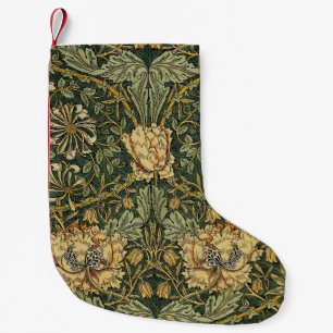 William Morris Honeysuckle Green Yellow Small Christmas Stocking