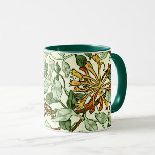William Morris - Honeysuckle in Green and Gold Mug