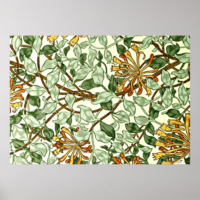 William Morris - Honeysuckle in Green and Gold Poster (Front)