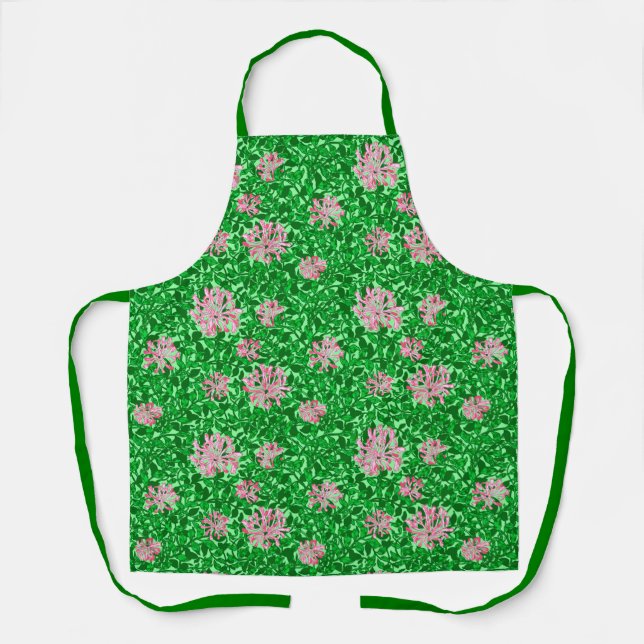 William Morris Honeysuckle, Pink and Green Apron (Front)