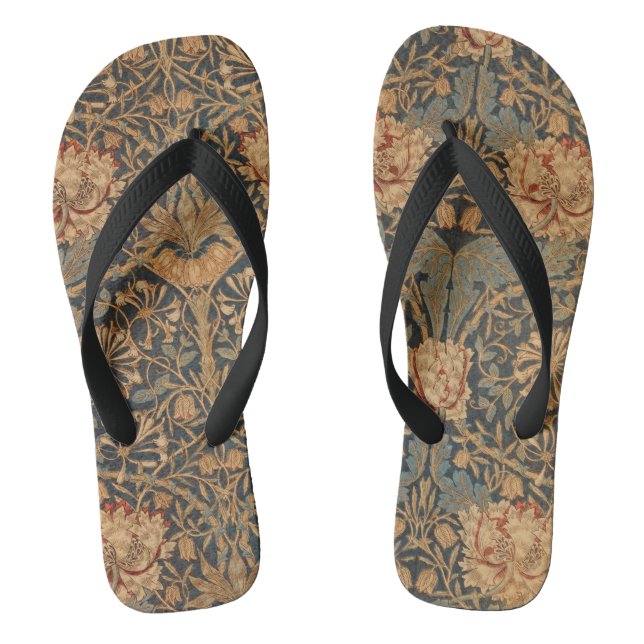 William Morris Honeysuckle Rich Wallpaper Flip Flops (Footbed)