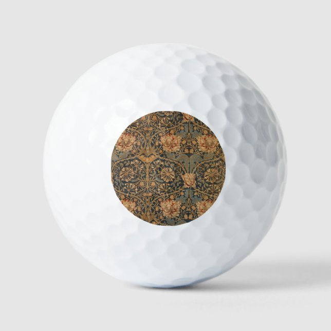 William Morris Honeysuckle Rich Wallpaper Golf Balls (Front)