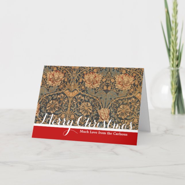 William Morris Honeysuckle Rich Wallpaper Holiday Card (Front)