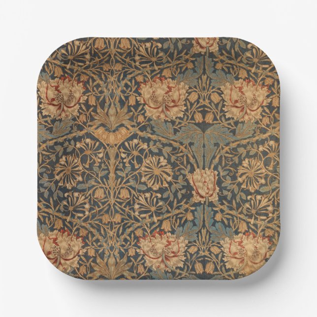 William Morris Honeysuckle Rich Wallpaper Paper Plate (Front)