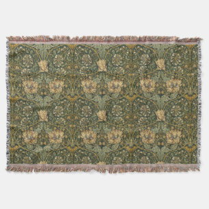 William Morris Honeysuckle   Vintage Floral Throw Blanket