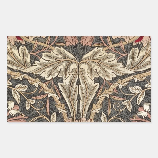 William Morris Honeysuckle Vintage Pattern Rectangular Sticker (Front)