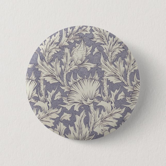 William Morris Horn Poppy Classic Floral 6 Cm Round Badge (Front)