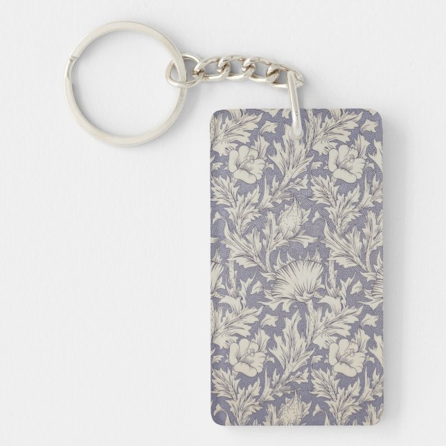 William Morris Horn Poppy Classic Floral Key Ring (Front)