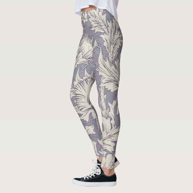 William Morris Horn Poppy Classic Floral Leggings (Left)