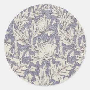 William Morris Horn Poppy Wallpaper Print: Vintage Classic Round Sticker