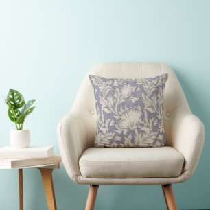 William Morris Horn Poppy Wallpaper Print: Vintage Cushion