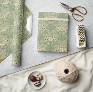 William Morris Hyacinth Floral sage green Pattern Wrapping Paper