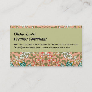 William Morris Hyacinth Flower Rose Art Business Card