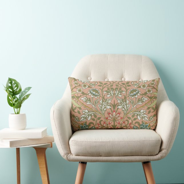 William Morris Hyacinth Flower Rose Art Lumbar Cushion (Chair)
