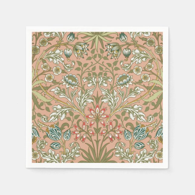 William Morris Hyacinth Flower Rose Art Napkin (Front)