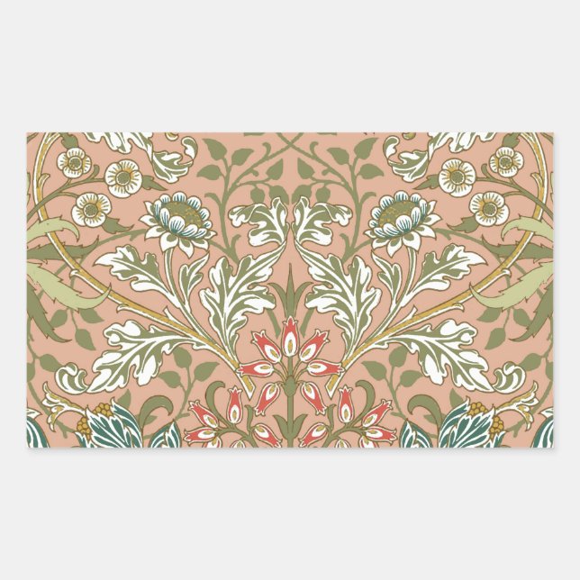 William Morris Hyacinth Flower Rose Art Rectangular Sticker (Front)