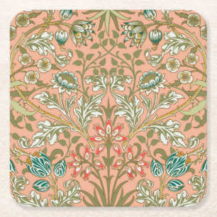 William Morris Hyacinth Flower Rose Art Square Paper Coaster