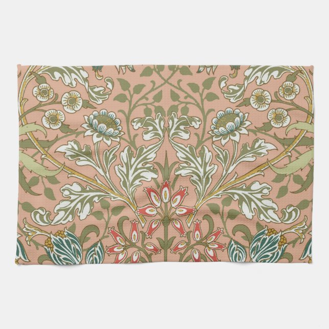 William Morris Hyacinth Flower Rose Art Tea Towel (Horizontal)