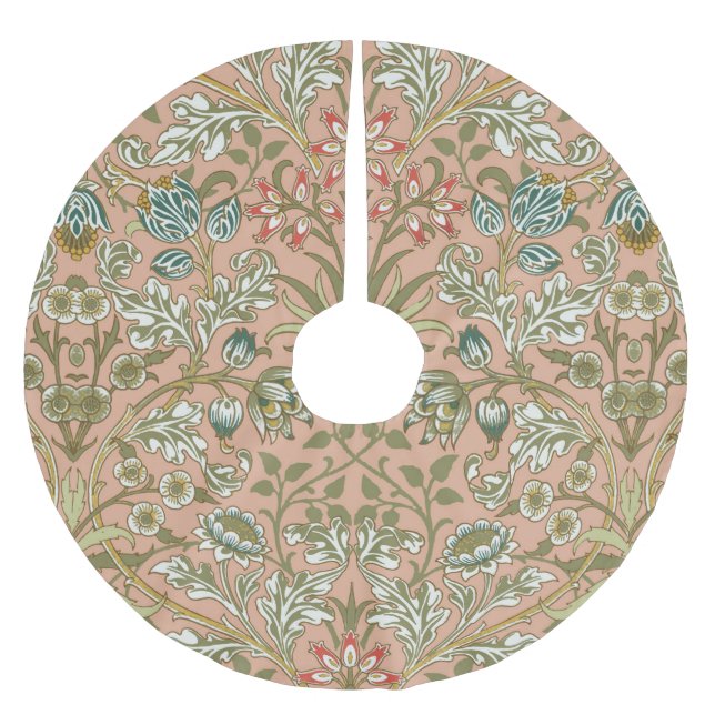 William Morris Hyacinth Pattern Dusty Rose Brushed Polyester Tree Skirt (Front)