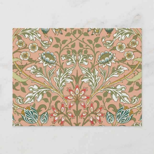 William Morris Hyacinth Pattern Dusty Rose Postcard (Front)