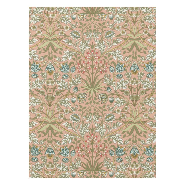 William Morris Hyacinth Pattern Dusty Rose Tablecloth (Front)