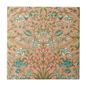 William Morris Hyacinth Pattern Dusty Rose Tile
