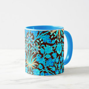 William Morris Hyacinth Print, Aqua and Brown Mug