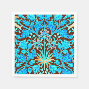 William Morris Hyacinth Print, Aqua and Brown Napkin