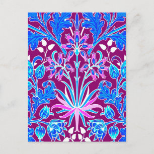 William Morris Hyacinth Print, Aqua and Purple Postcard